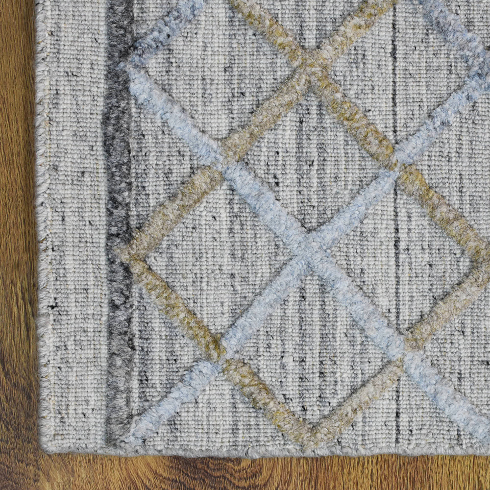 Hand Woven Overtufted Kilim Polypropylene Area Rug Contemporary Light Gray DP0009