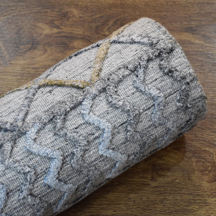 Hand Woven Overtufted Kilim Polypropylene Area Rug Contemporary Light Gray DP0009