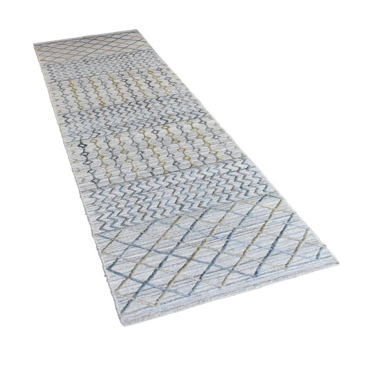 Hand Woven Overtufted Kilim Polypropylene Area Rug Contemporary Light Gray DP0009