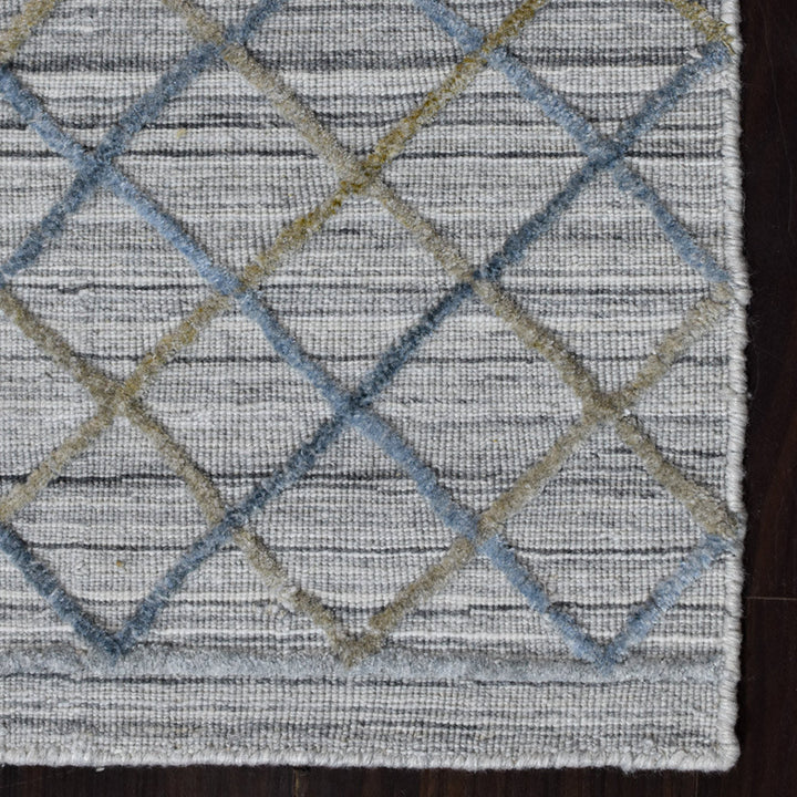 Hand Woven Overtufted Kilim Polypropylene Area Rug Contemporary Light Gray DP0009