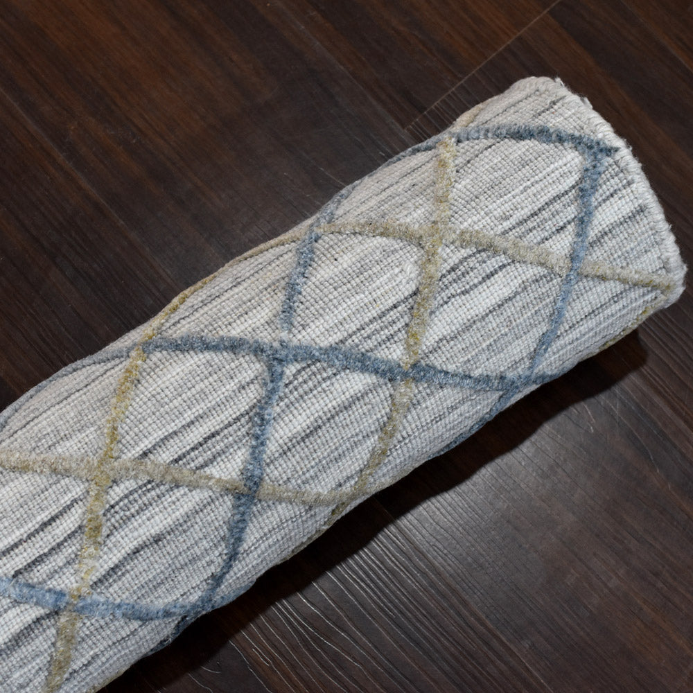 Hand Woven Overtufted Kilim Polypropylene Area Rug Contemporary Light Gray DP0009