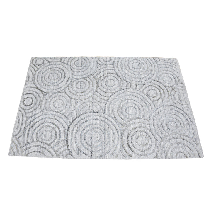 Hand Woven Overtufted Kilim Polypropylene Area Rug Geometric Light Gray DP0010