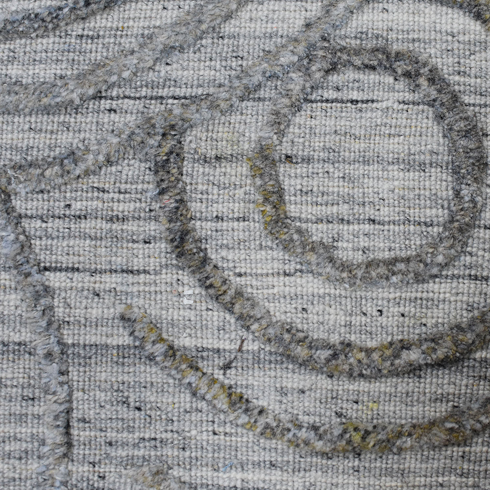 Hand Woven Overtufted Kilim Polypropylene Area Rug Geometric Light Gray DP0010