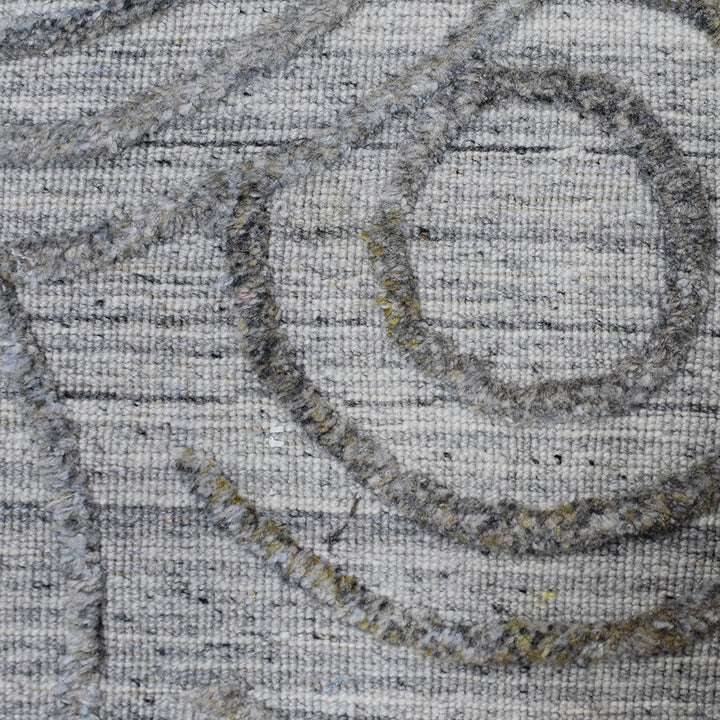 Hand Woven Overtufted Kilim Polypropylene Area Rug Geometric Light Gray DP0010