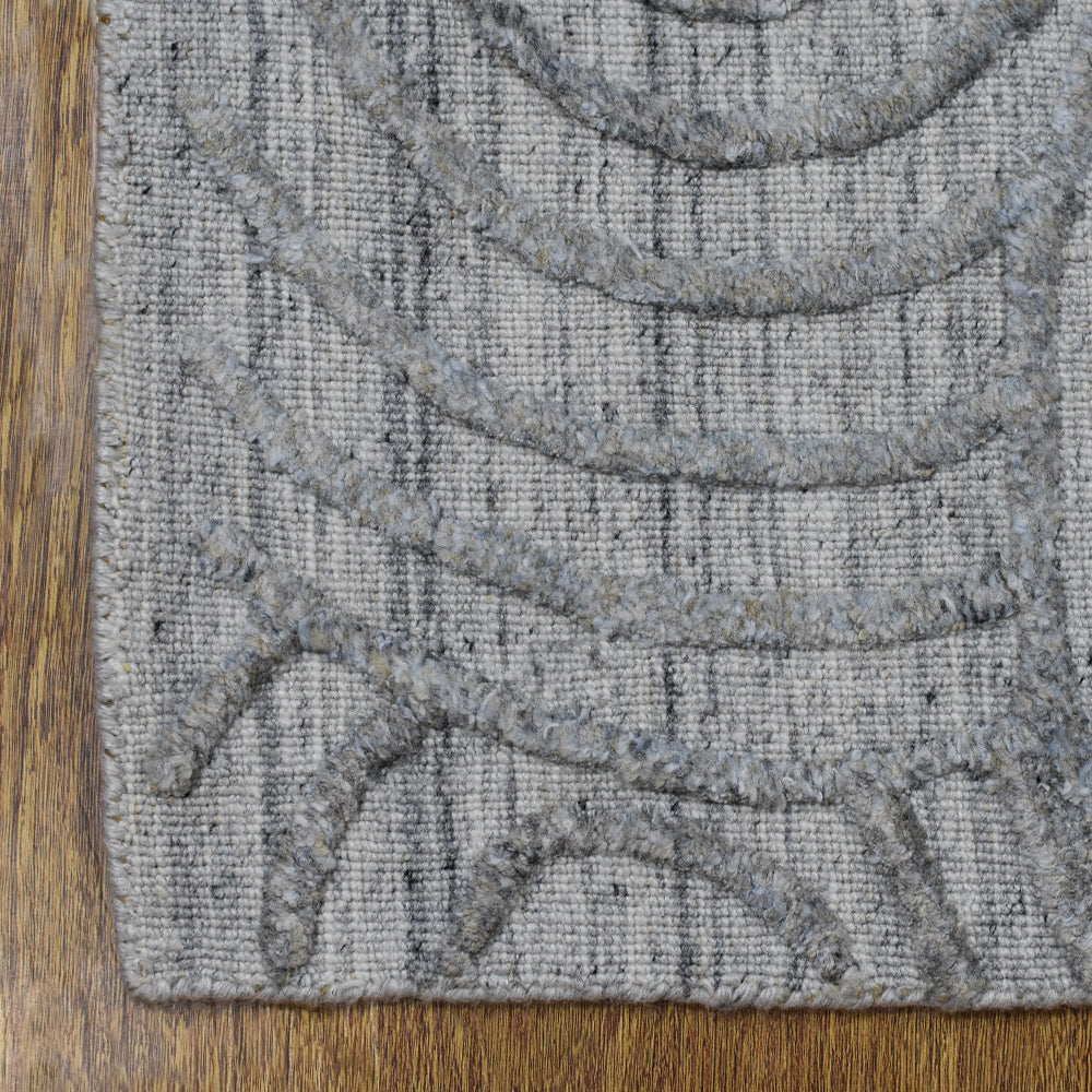 Hand Woven Overtufted Kilim Polypropylene Area Rug Geometric Light Gray DP0010