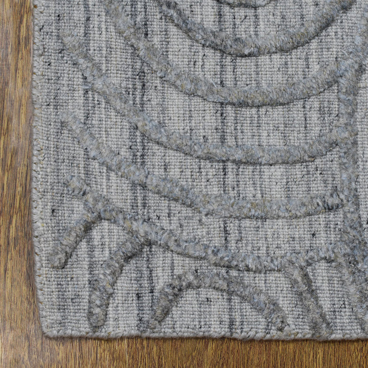 Hand Woven Overtufted Kilim Polypropylene Area Rug Geometric Light Gray DP0010