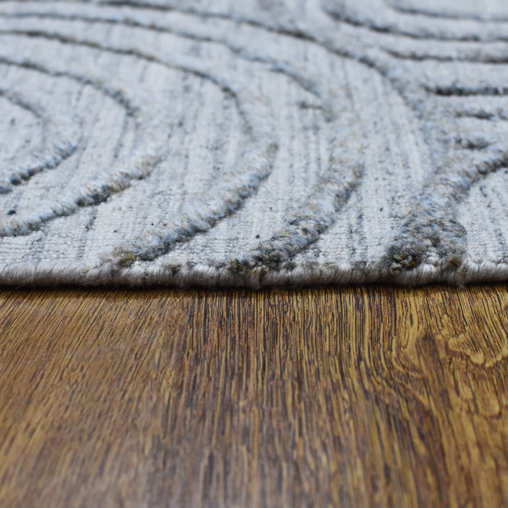 Hand Woven Overtufted Kilim Polypropylene Area Rug Geometric Light Gray DP0010