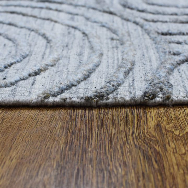 Hand Woven Overtufted Kilim Polypropylene Area Rug Geometric Light Gray DP0010