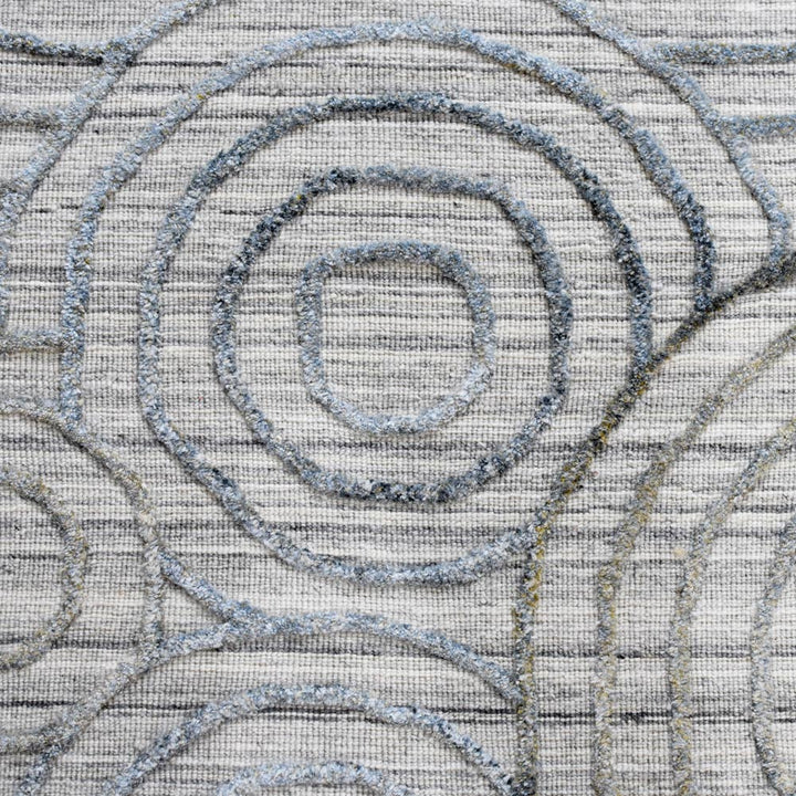 Hand Woven Overtufted Kilim Polypropylene Area Rug Geometric Light Gray DP0010