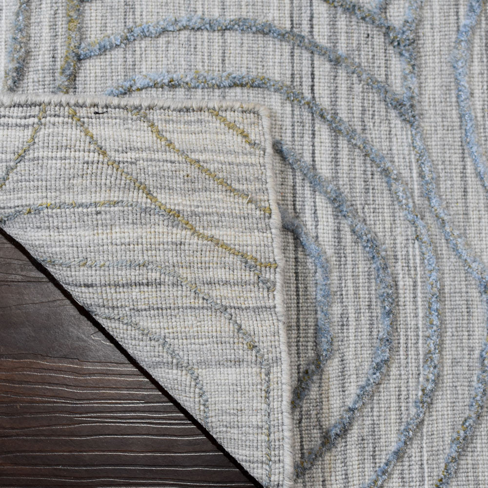 Hand Woven Overtufted Kilim Polypropylene Area Rug Geometric Light Gray DP0010