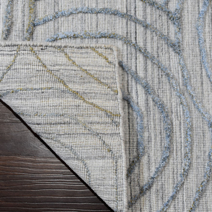 Hand Woven Overtufted Kilim Polypropylene Area Rug Geometric Light Gray DP0010