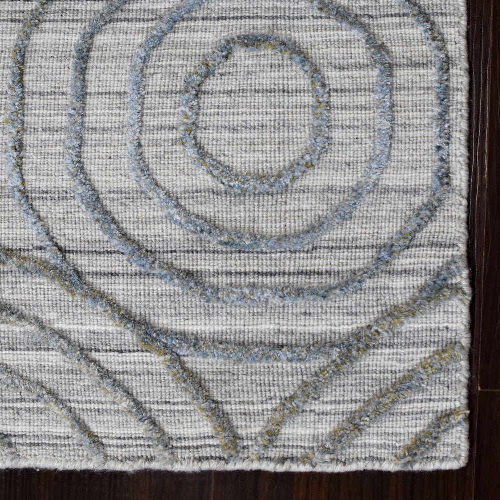 Hand Woven Overtufted Kilim Polypropylene Area Rug Geometric Light Gray DP0010