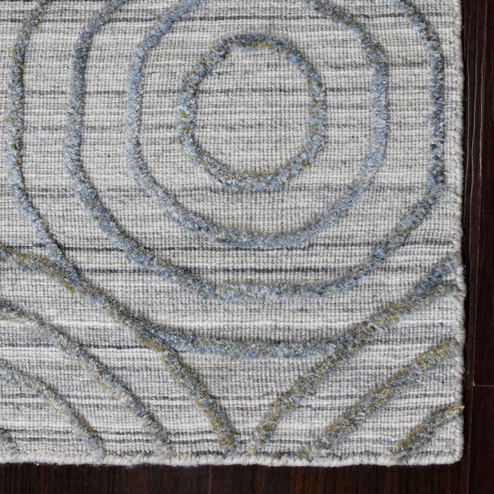 Hand Woven Overtufted Kilim Polypropylene Area Rug Geometric Light Gray DP0010