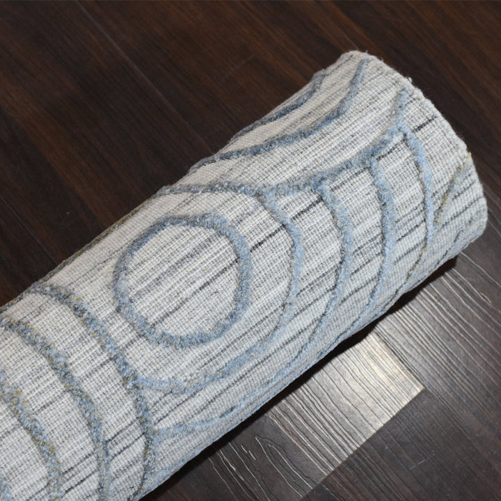 Hand Woven Overtufted Kilim Polypropylene Area Rug Geometric Light Gray DP0010