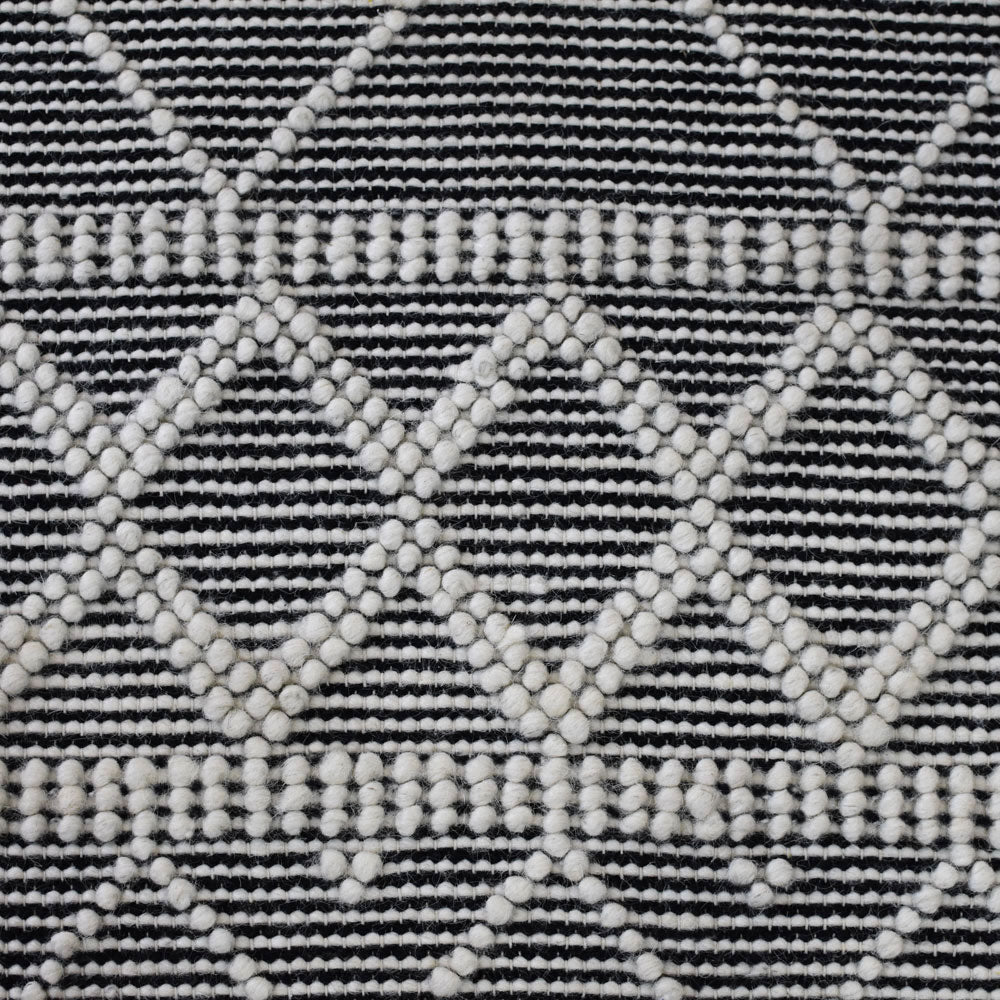 Hand Woven Flat Weave Loop Kilim Wool & Cotton Area Rug Contemporary Black DWC001