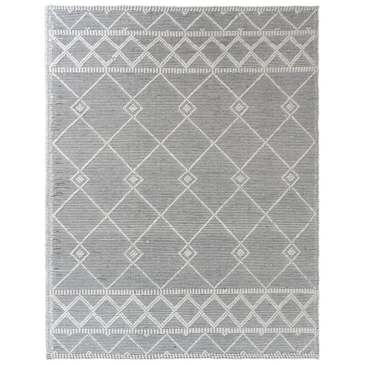 Hand Woven Flat Weave Loop Kilim Wool & Cotton Area Rug Contemporary Black DWC001