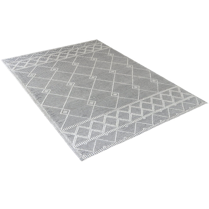 Hand Woven Flat Weave Loop Kilim Wool & Cotton Area Rug Contemporary Black DWC001