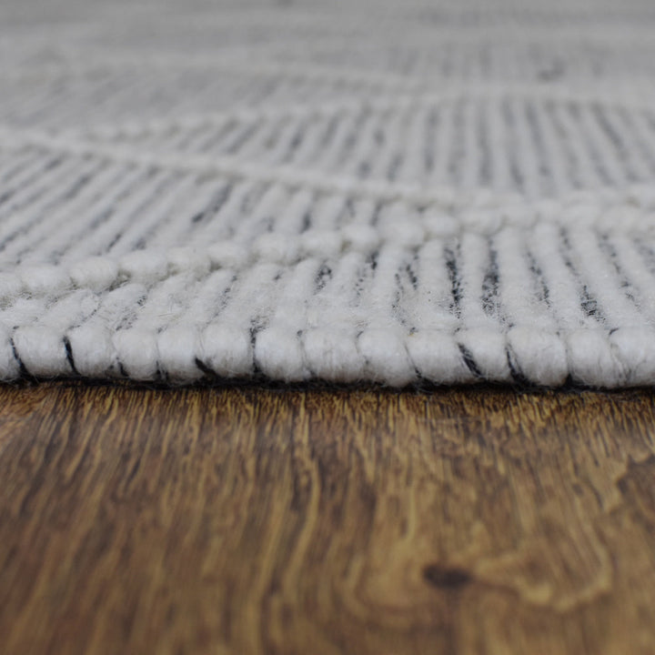 Hand Woven Flat Weave Loop Kilim Wool & Cotton Area Rug Contemporary Black DWC001