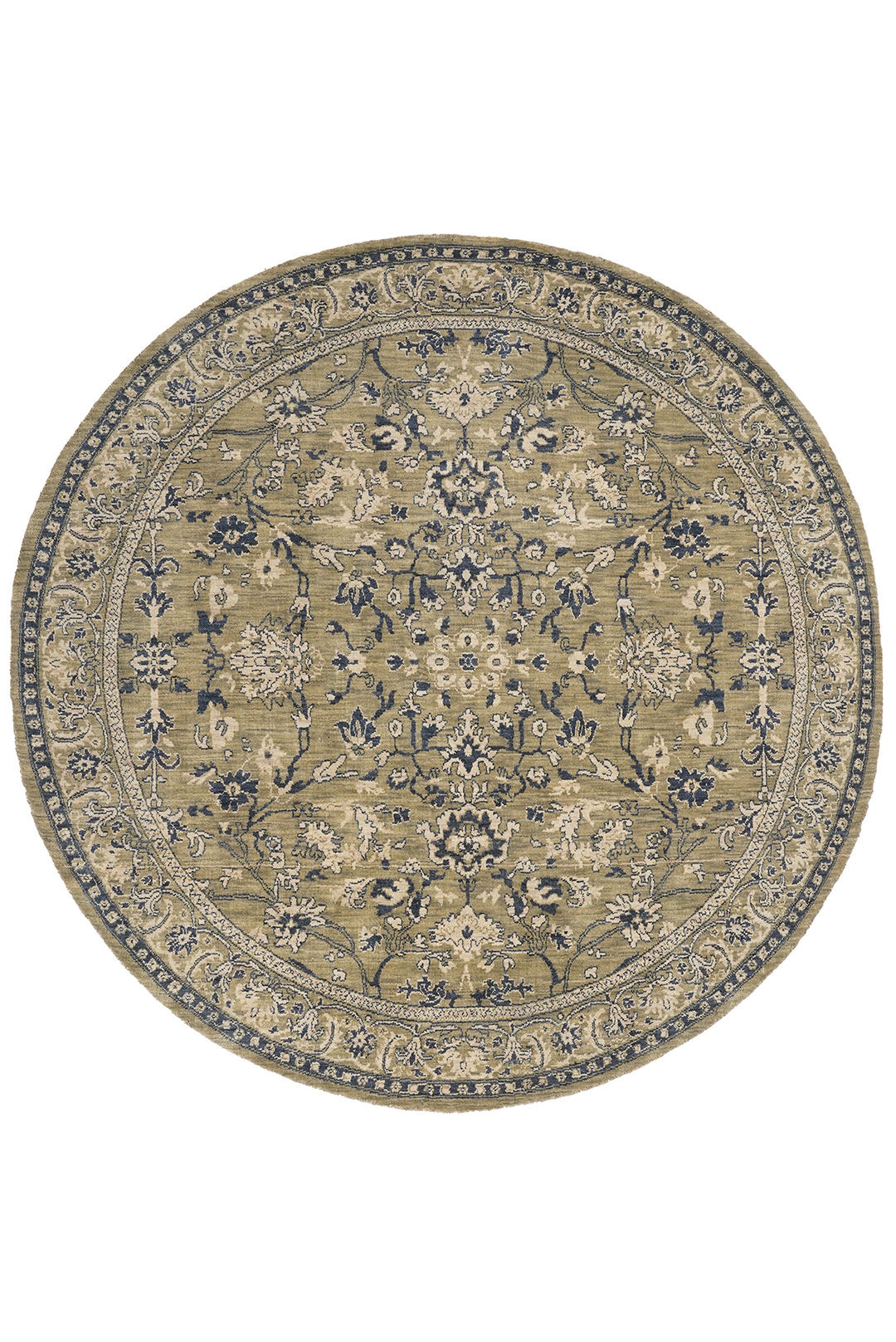 Light Green Classic Oriental Hand-Knotted Wool Rug