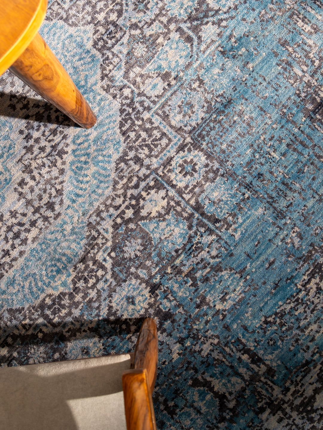Vintage Distressed Multicolor Oriental Hand-Knotted Wool Rug