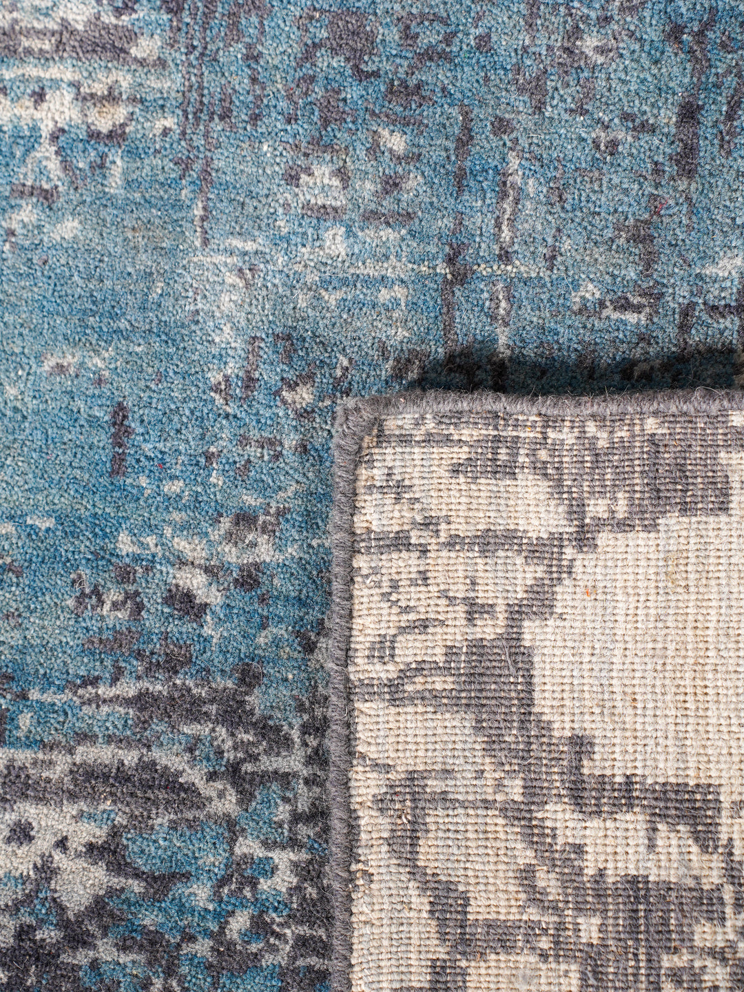 Vintage Distressed Multicolor Oriental Hand-Knotted Wool Rug