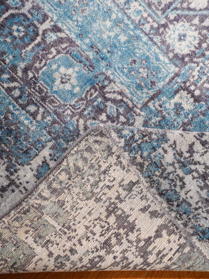 Vintage Distressed Multicolor Oriental Hand-Knotted Wool Rug