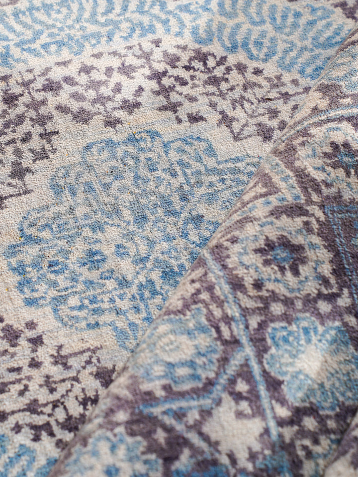 Vintage Distressed Multicolor Oriental Hand-Knotted Wool Rug
