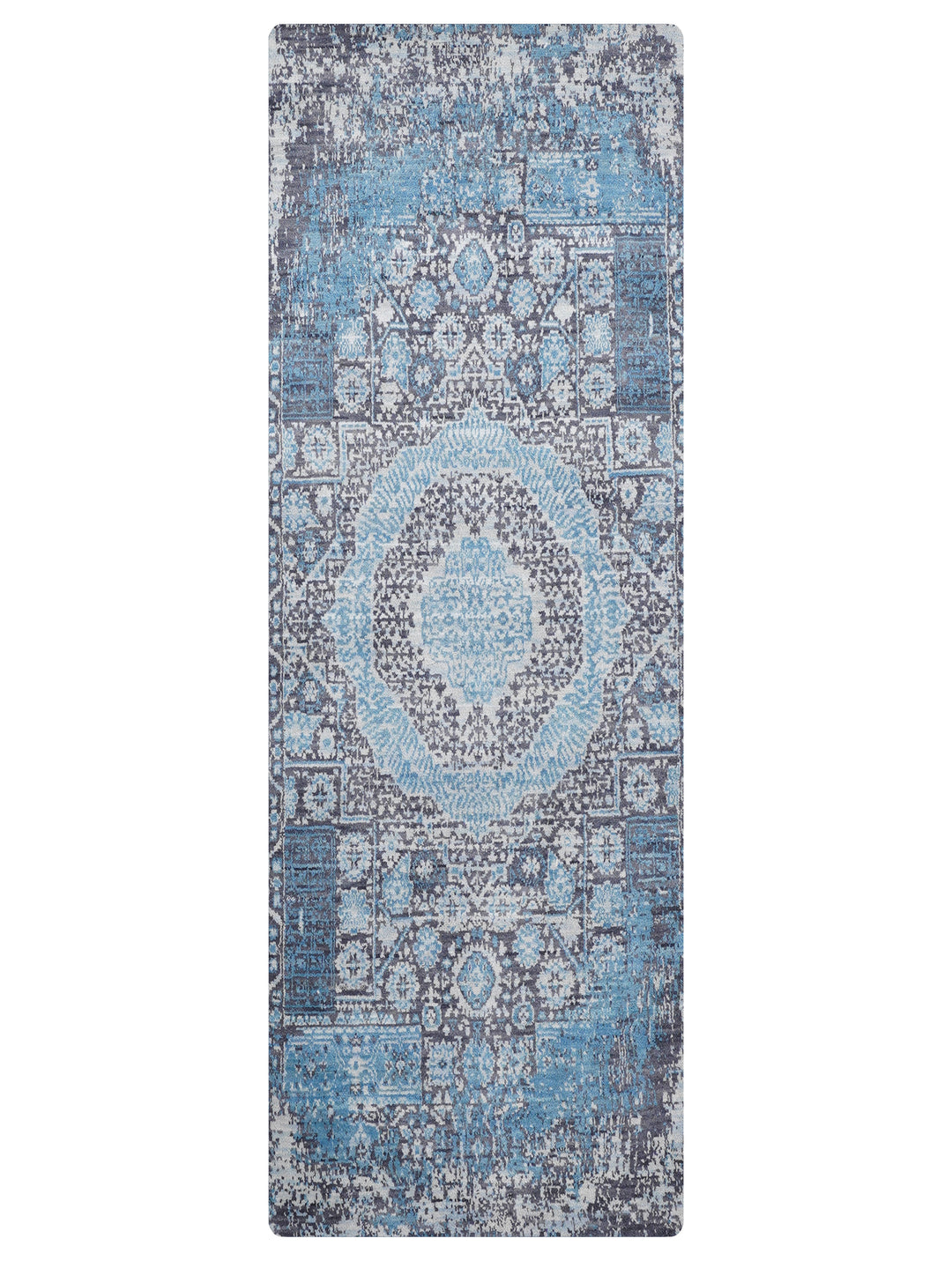 Vintage Distressed Multicolor Oriental Hand-Knotted Wool Rug