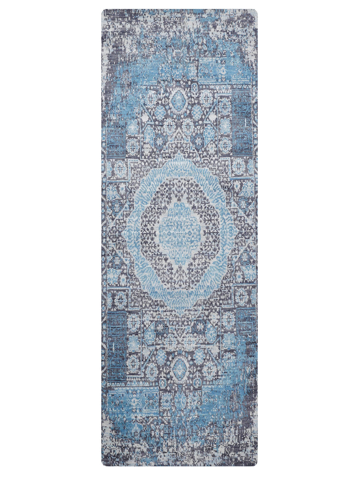 Vintage Distressed Multicolor Oriental Hand-Knotted Wool Rug