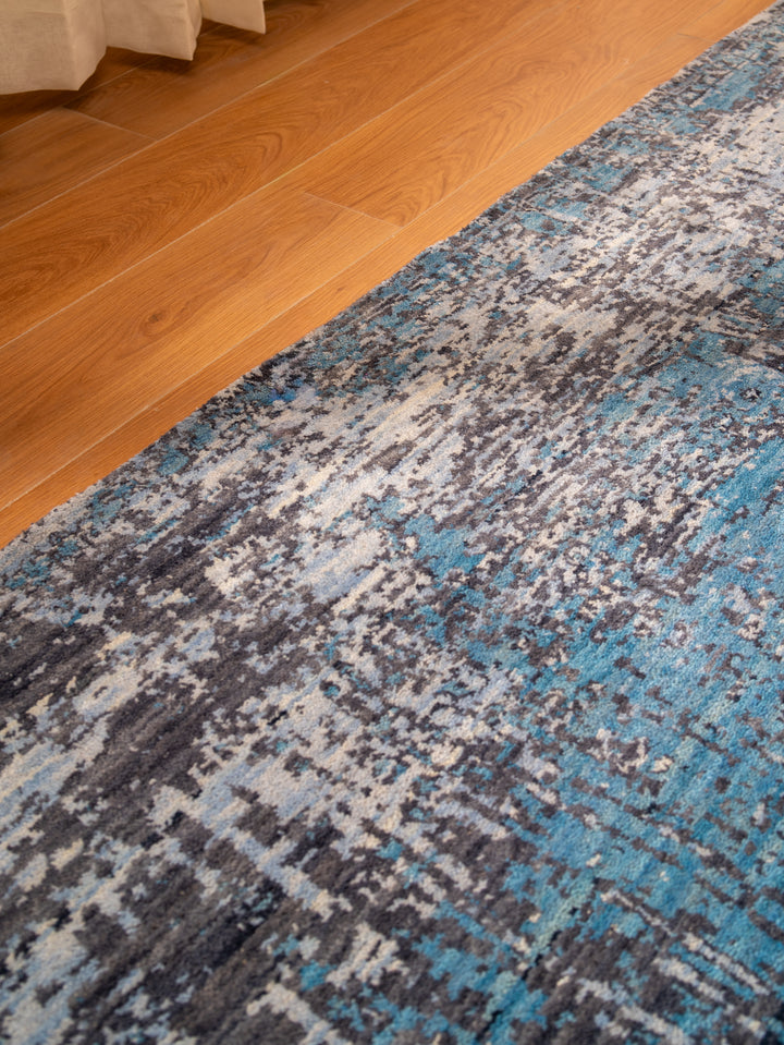 Vintage Distressed Multicolor Oriental Hand-Knotted Wool Rug