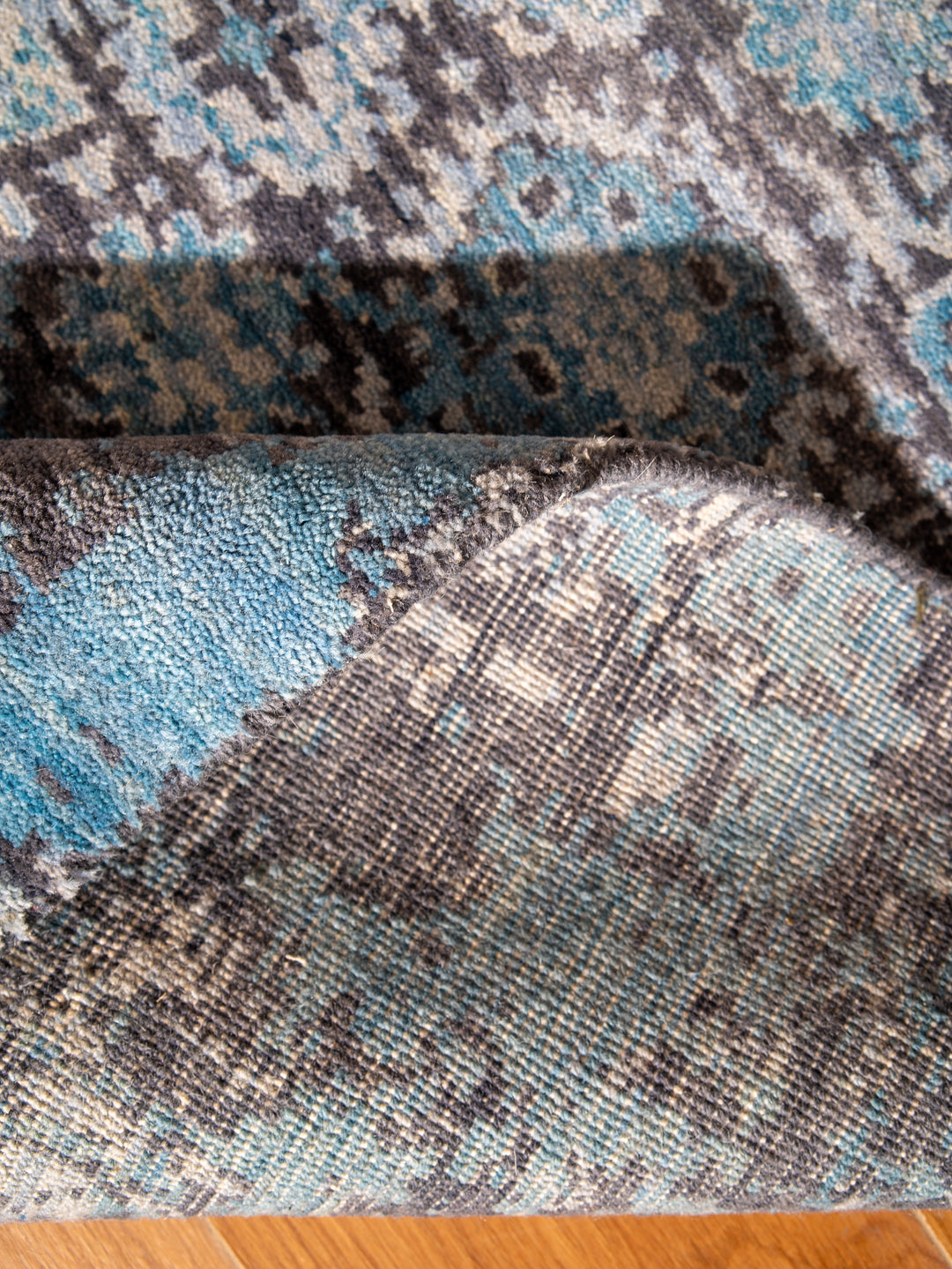 Modern Vintage Multicolor Oriental Hand-Knotted Wool Rug