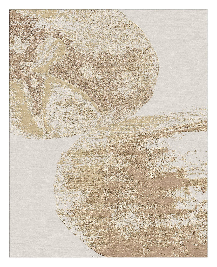 Beige Brown Contemporary Hand-Knotted Wool Rug