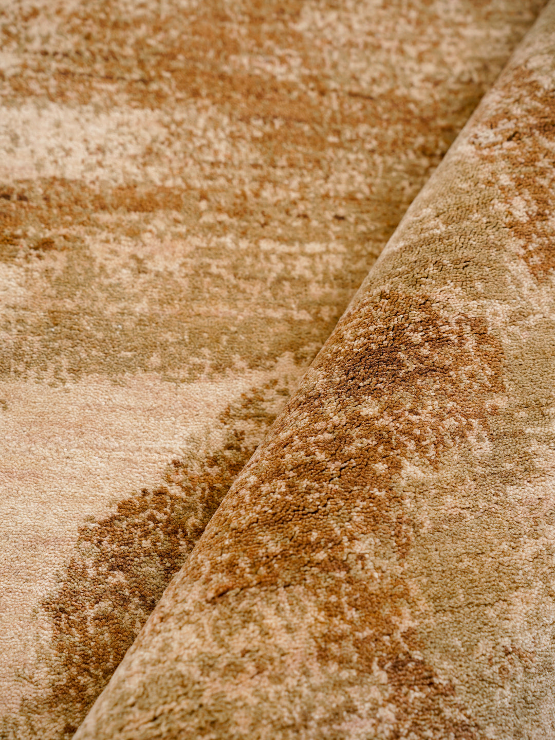 Beige Brown Contemporary Hand-Knotted Wool Rug