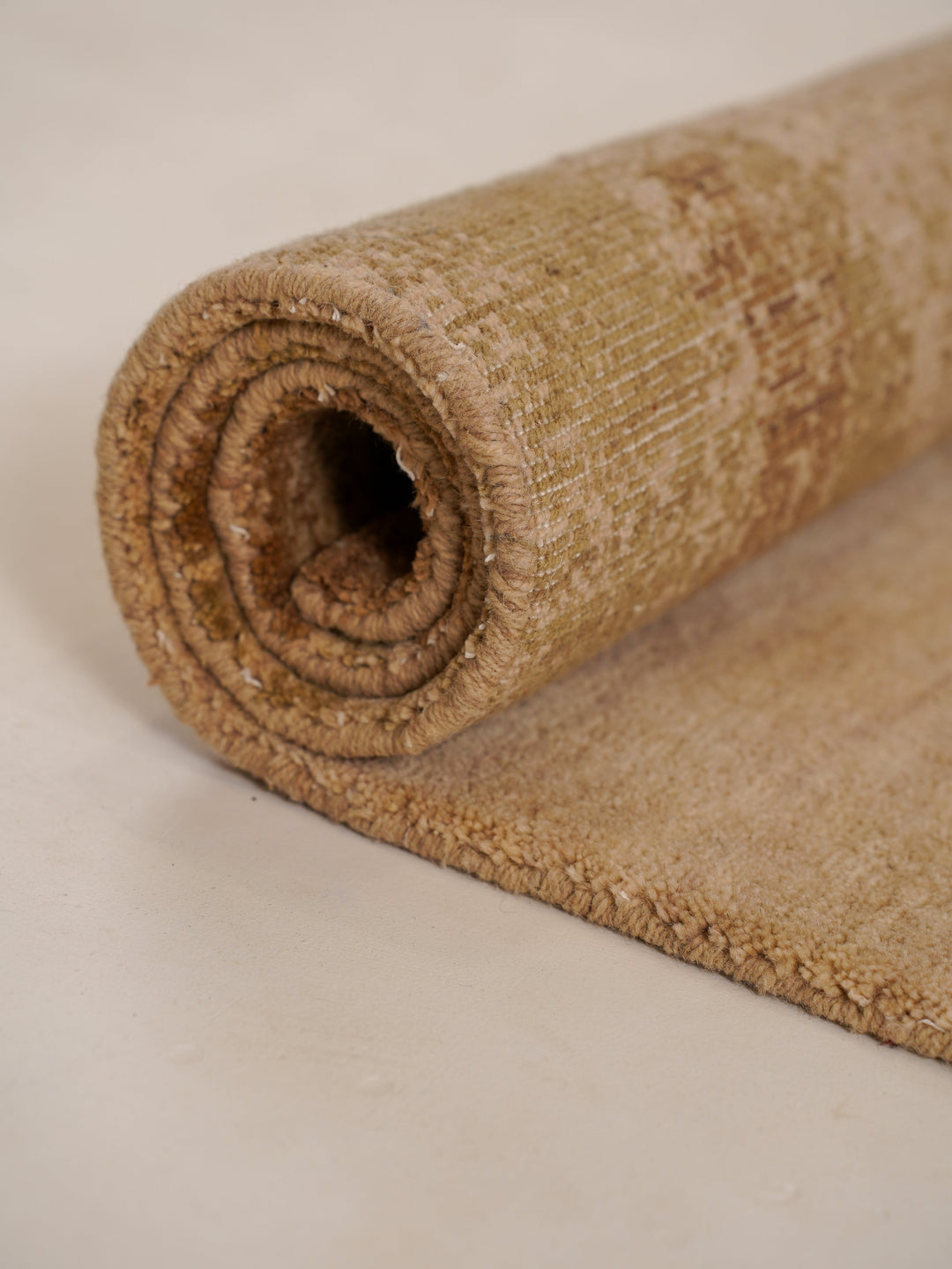 Beige Brown Contemporary Hand-Knotted Wool Rug