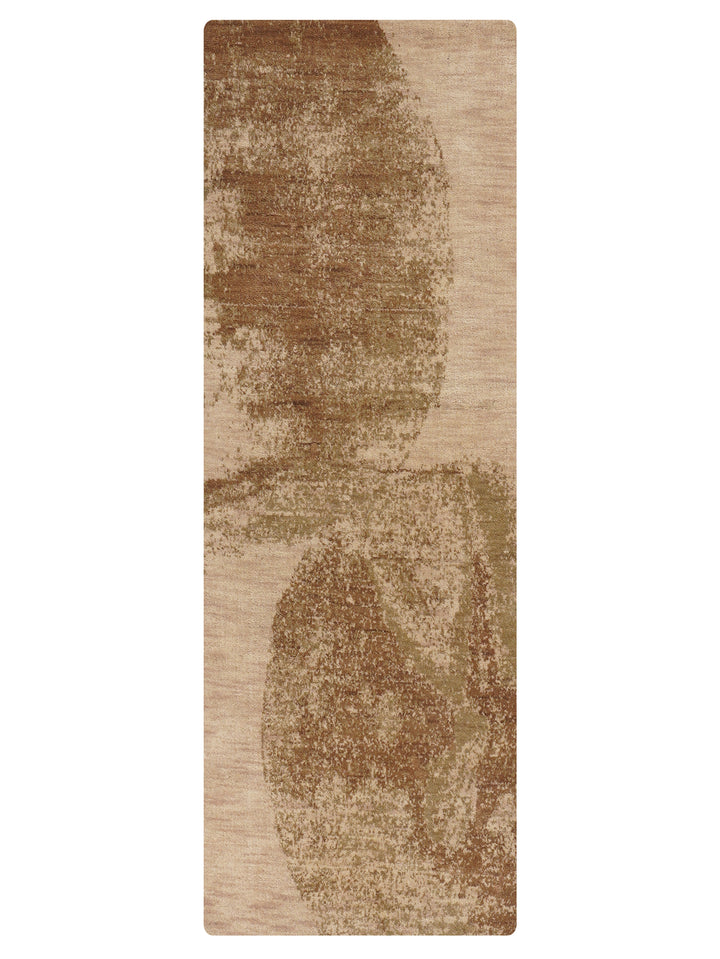Beige Brown Contemporary Hand-Knotted Wool Rug