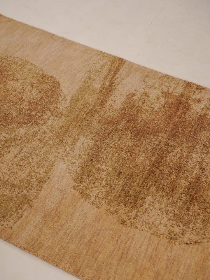 Beige Brown Contemporary Hand-Knotted Wool Rug