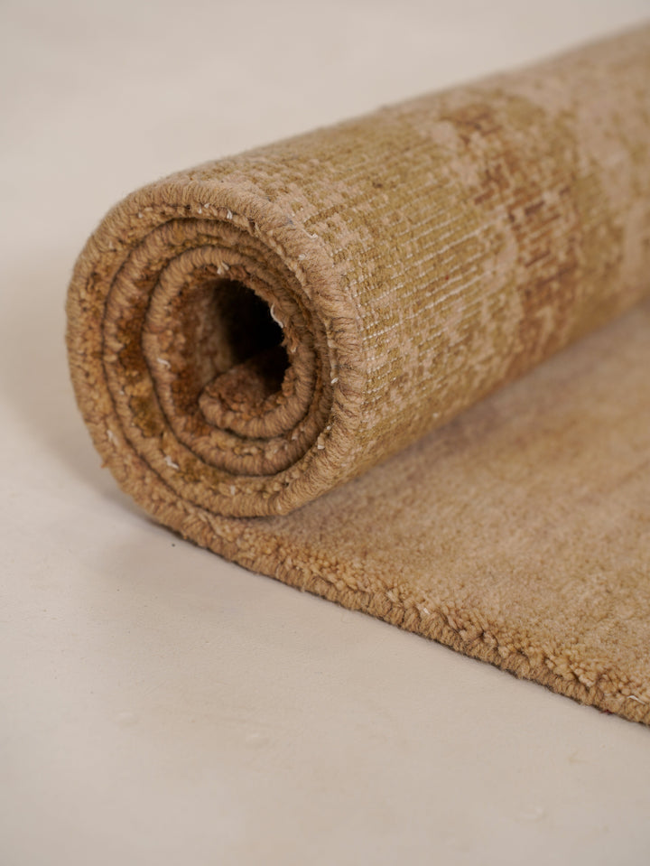 Beige Brown Contemporary Hand-Knotted Wool Rug
