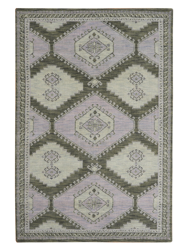 Light Green Oriental Hand-Knotted Wool Rug