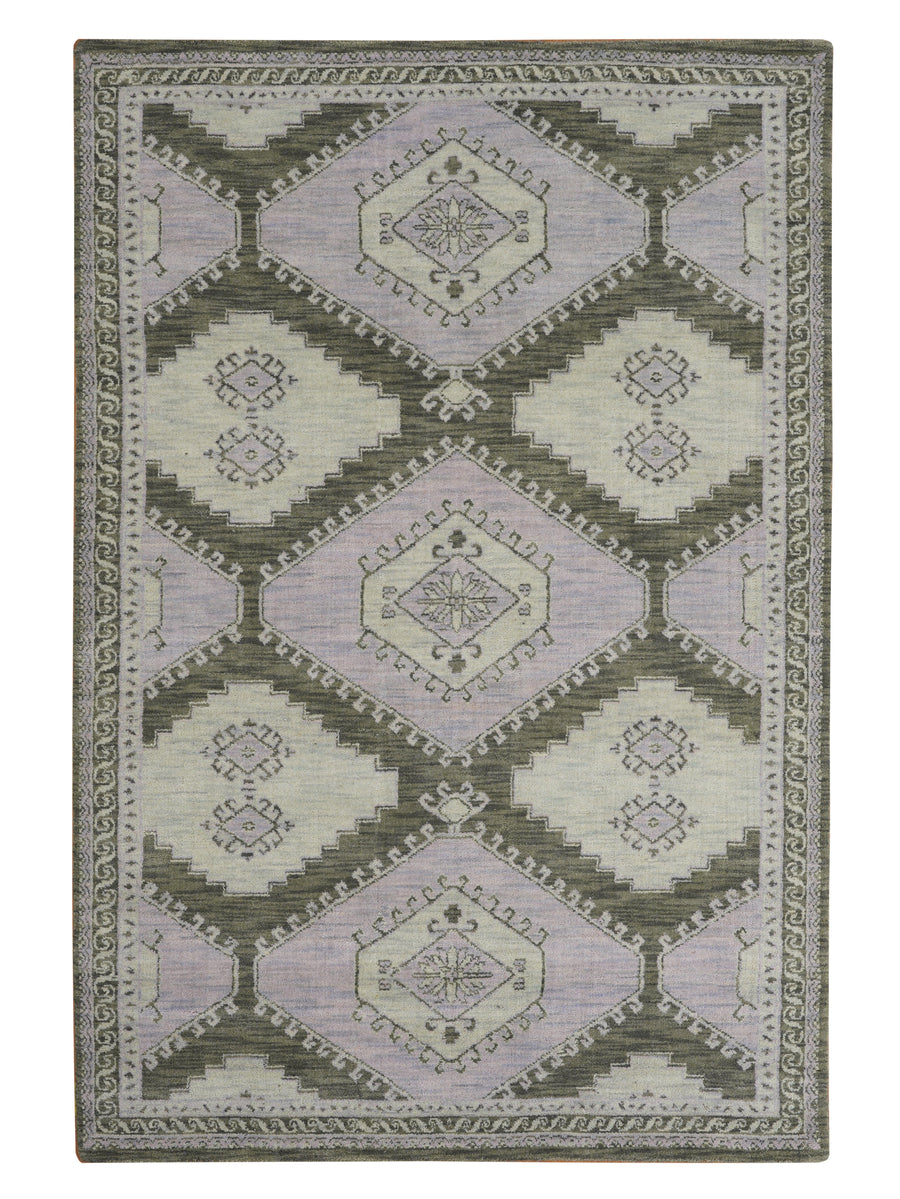 Light Green Oriental Hand-Knotted Wool Rug