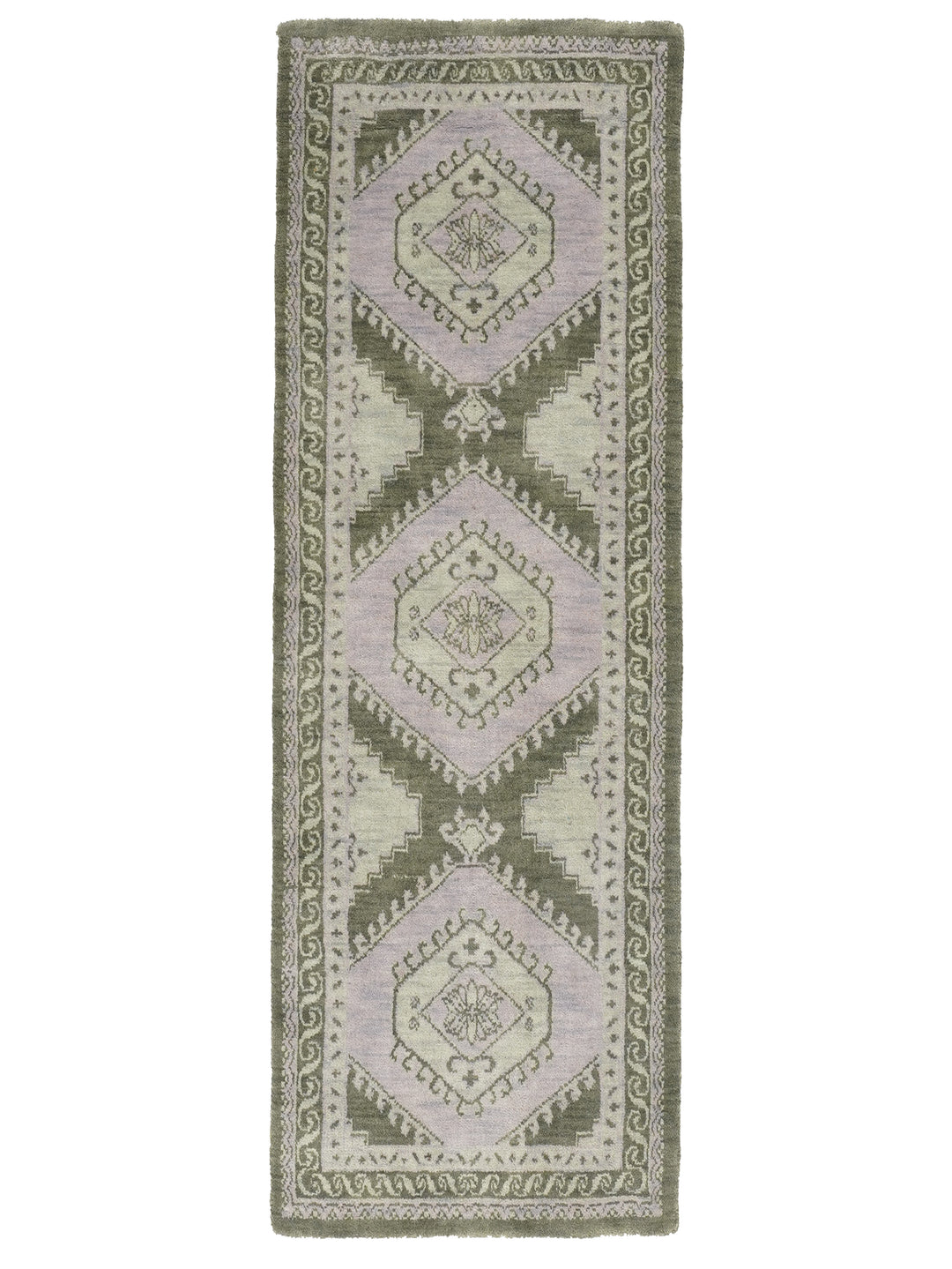 Light Green Oriental Hand-Knotted Wool Rug