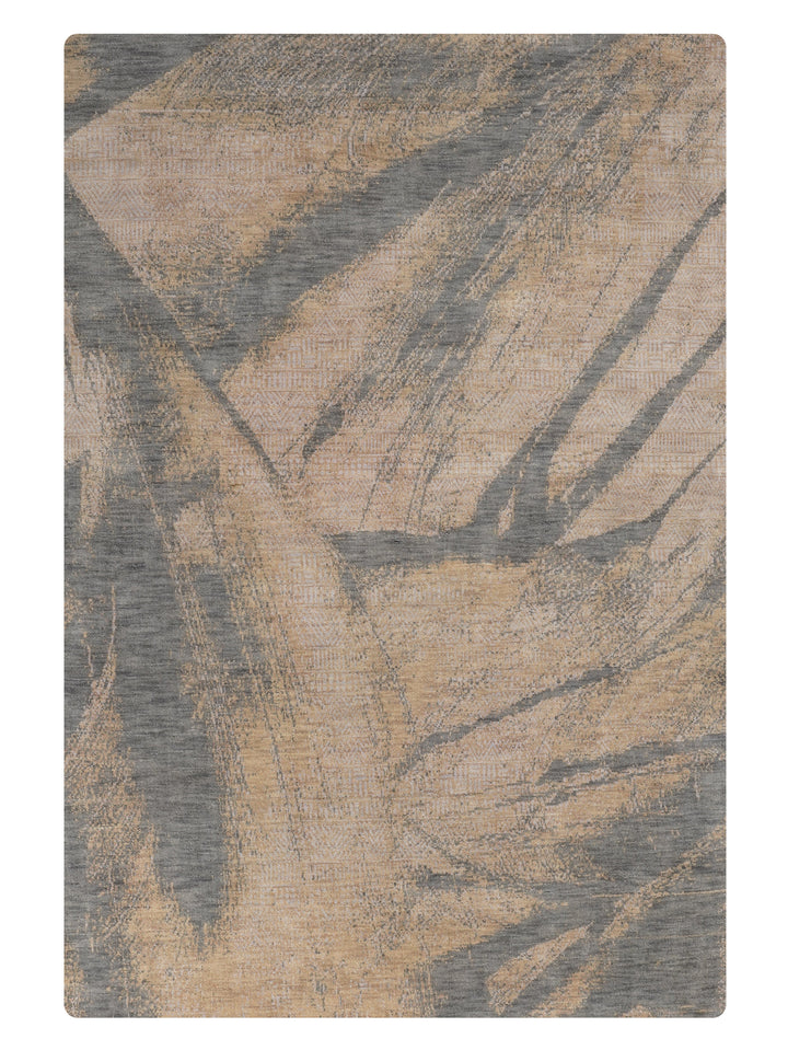 Grey Abstract Hand-Knotted Wool Rug