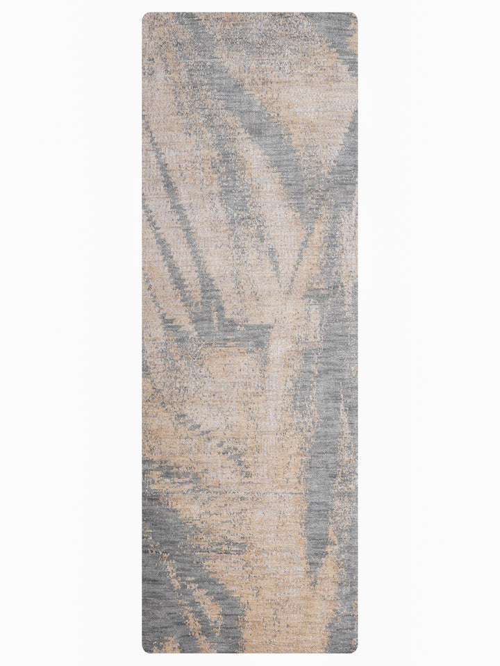 Grey Abstract Hand-Knotted Wool Rug