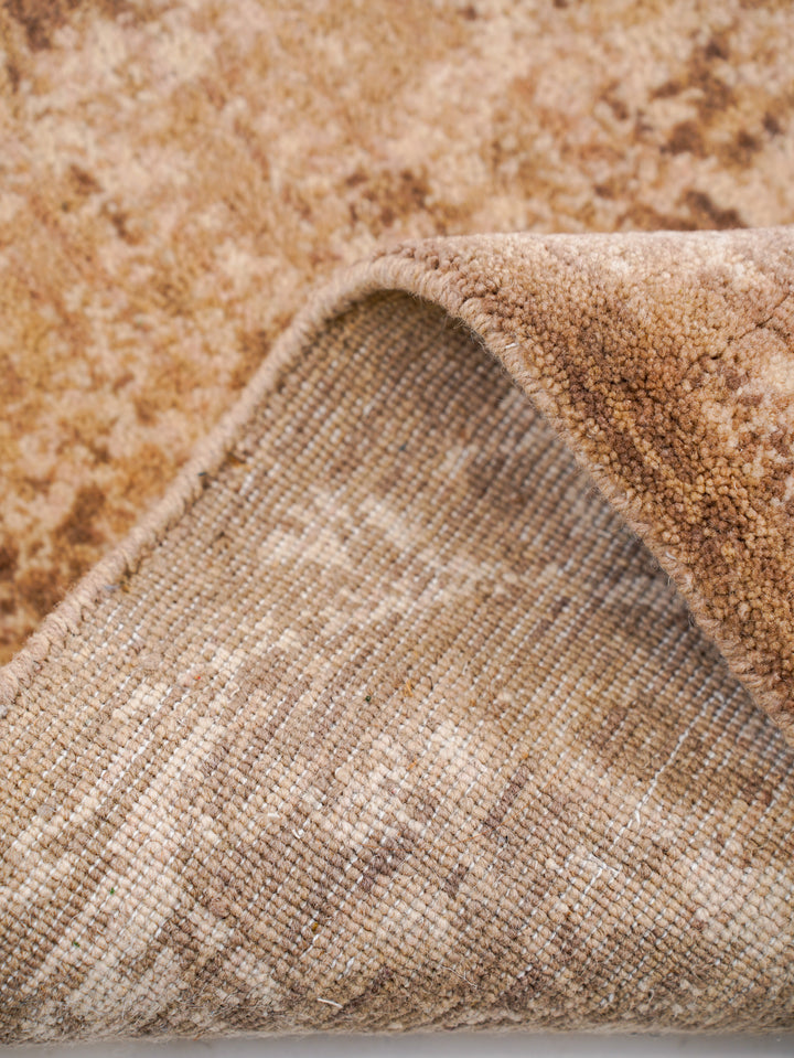 Light Brown Floral Hand-Knotted Wool Rug