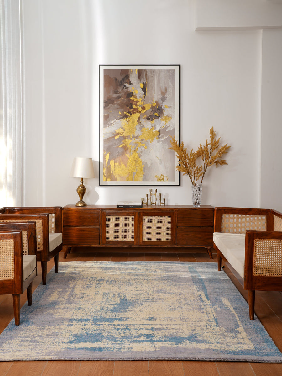 Abstract Hand-Knotted Wool Rug