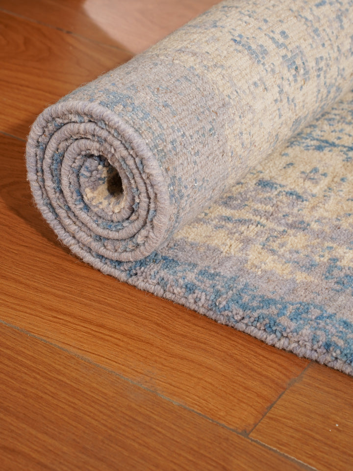 Abstract Hand-Knotted Wool Rug