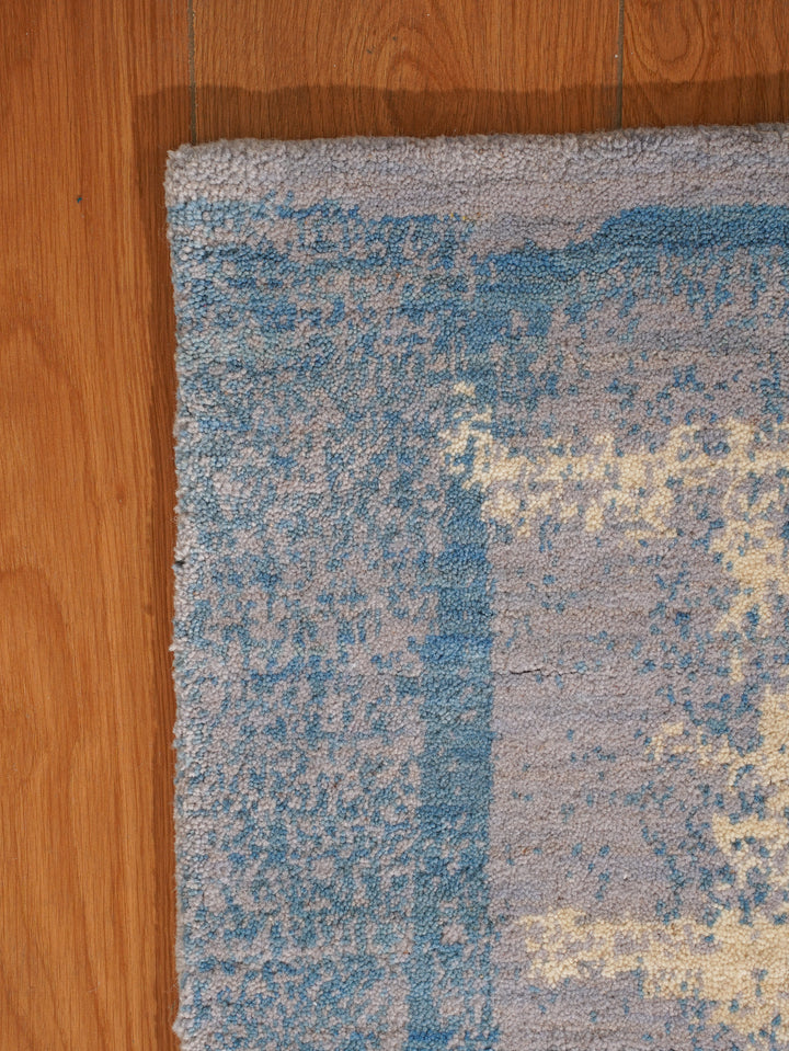 Abstract Hand-Knotted Wool Rug