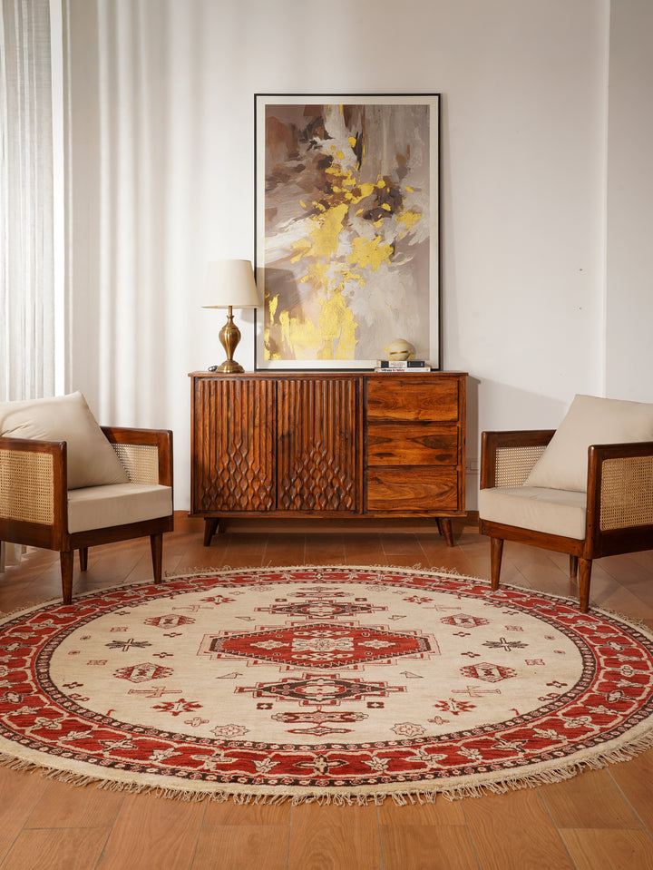 Gold & Red Traditional Medallion Area Rug with Ornate Border