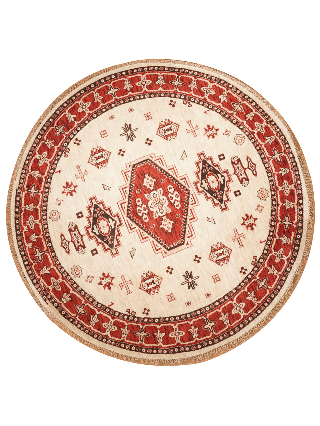 Gold & Red Traditional Medallion Area Rug with Ornate Border