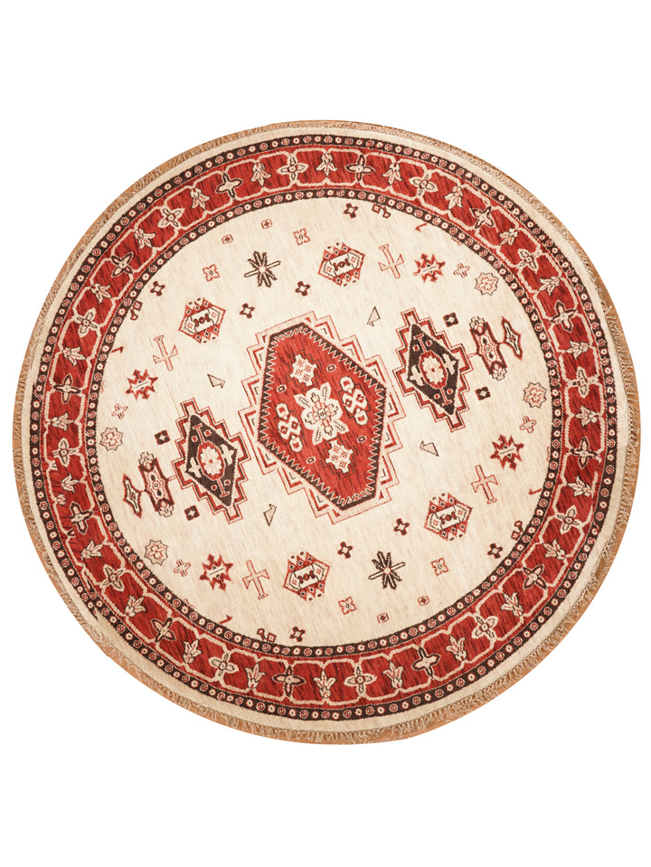 Gold & Red Traditional Medallion Area Rug with Ornate Border