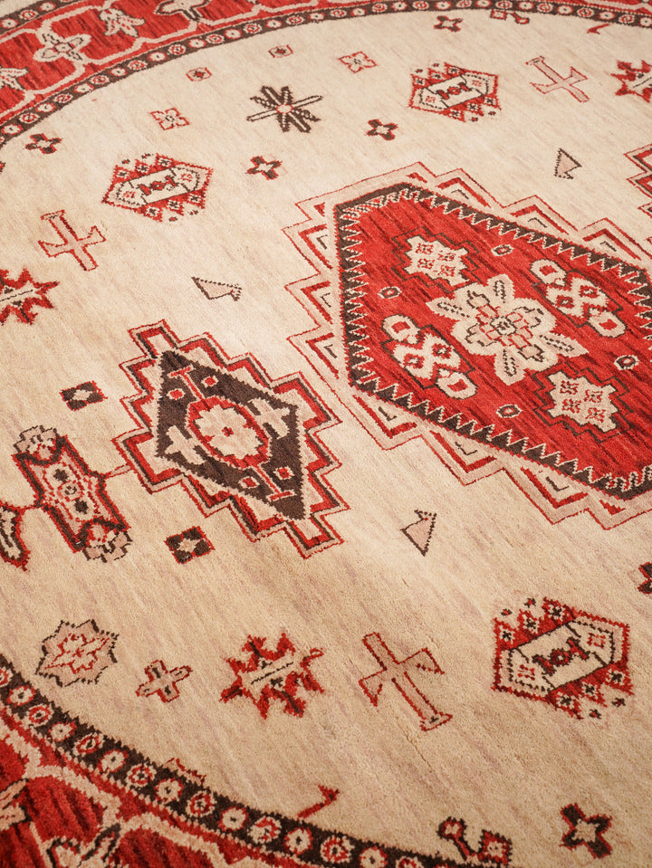Gold & Red Traditional Medallion Area Rug with Ornate Border